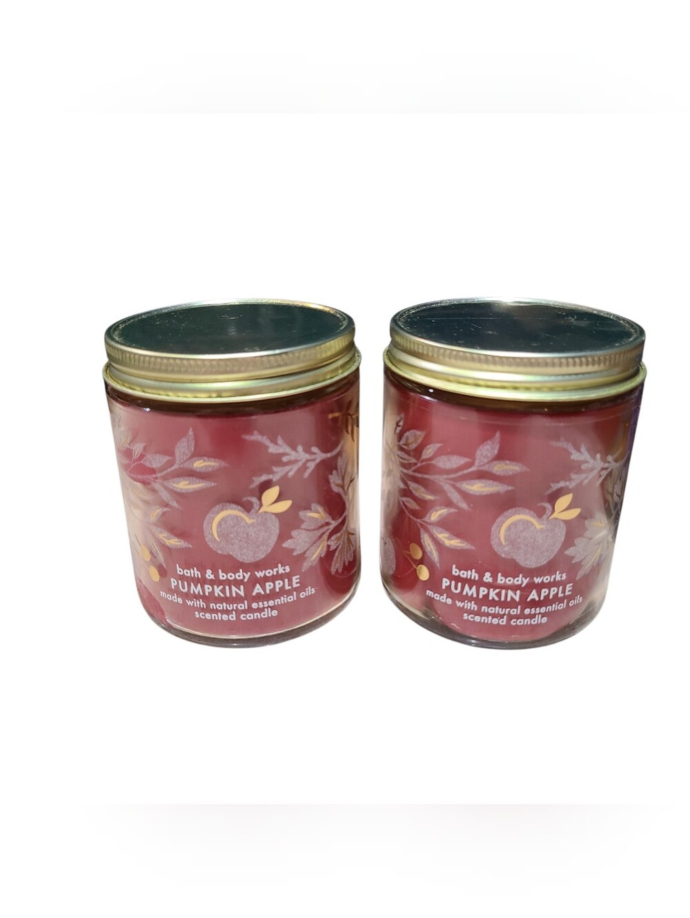 2 PUMPKIN APPLE SINGLE WICK CANDLES BY BATH & BODY WORKS NEW